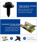 Rock Solid Car U Clip And Screw Assortment Kit With Heavy Duty Body Fasteners and Hella Tough Self Tapping Bolts, featuring durable screws and fixing clips.