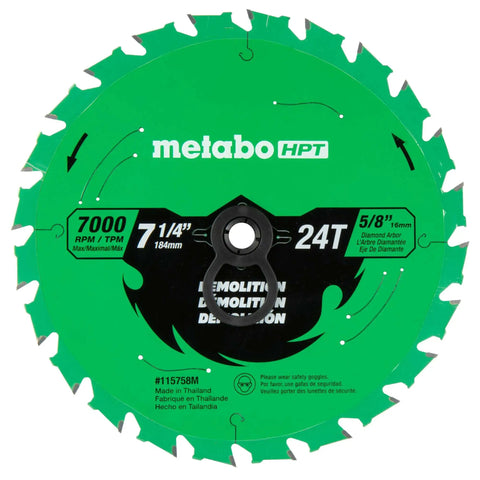 7 And A Quarter Inch 24 Tooth Circular Saw Blade With Tungsten Carbide Tips For Heavy Duty PTFE Coating And Laser Cut Expansion Slots