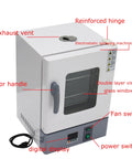 Heavy Duty Digital Forced Air Convection Drying Oven With Slick PID Temp Control And Reliable Rotary Hot Air Circulation For Zero Hassle Shop Or Lab Projects with reinforced hinge and exhaust vent.