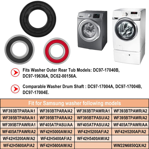 Washer Seal And Bearing Replacement Kit For Tub And Drum Shaft Assembly Repair Includes Outer Rear Tub And Compatibility With DC97-17004A B E