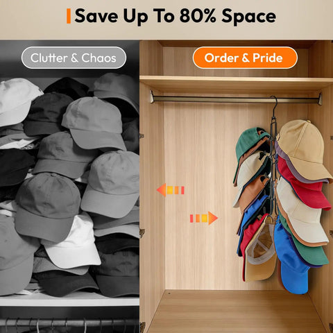 Vertical Hat Organizer For Closet Hanging Baseball Caps Rack With Ten Sturdy Hooks Clears Closets Fast So Your Whole Stack Hangs Upright Zero Drama Just Daily Storage That Keeps Your Gear Locking In Fresh Vibes