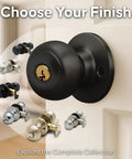 Colonial Door Knob Set With Keyed Alike Deadbolt Black Smudge Resistant Finish Easy Screwdriver Install Concealed Screws