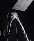 Ultra Luxury 9 Inch Rainfall Shower Head And Handheld Combo With Push Button Flow Control For One Handed Operation In Matte Black