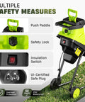 Powerful 15 Amp Wood Chipper And Shredder For Easy Yard Cleanup With 1.8 Inch Cutting Diameter Electric Wood Crusher safety features