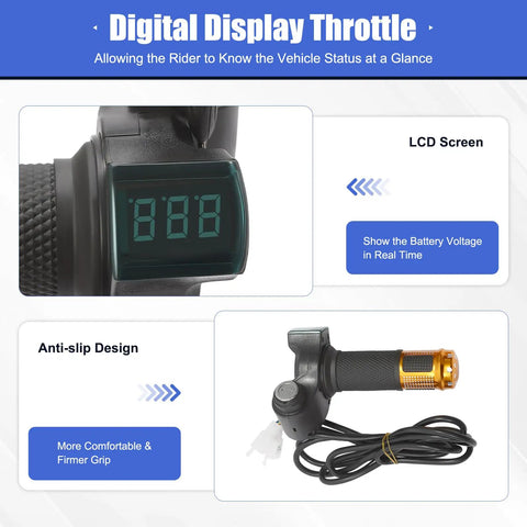 Digital display throttle with anti-slip grip for 36V 350W Electric Cart Conversion Kit With 10 Inch Wheels and motor set.