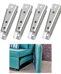 Two Pack Sofa Buckle Hook Connector Set For Sectional Couches shown with metal fasteners and couch alignment example