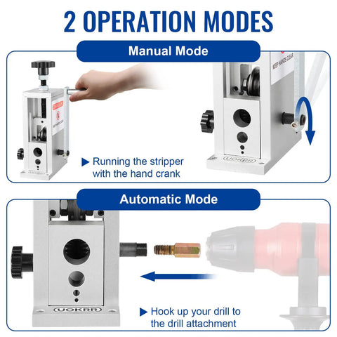 Manual Wire Stripper Machine For Drill With Hand Crank Portable 0.06 To 1 Inch Cable Stripping Tool modes