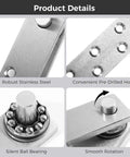 Close-up of 2 Pack Beefy Heavy Duty Pivot Hinges with bearing style hidden hardware showing stainless steel details and features.