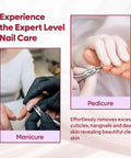 Image showing Two Pack Cuticle Nippers And Cutter Set With Pro Grade Ultra Sharp 4mm Jaws Non Slip Comfort Grips in use for manicure and pedicure.