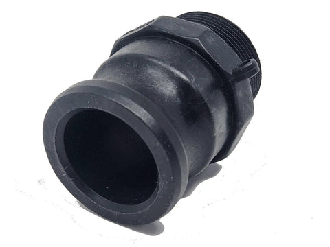 One And A Half Inch Marine Pumpout Adapter With NPT Threads For Holding Tanks, Polypropylene Camlock Coupling, close-up view