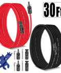 10 AWG Solar Extension Cable 30 Ft For Roof PV Systems With Male And Female Connectors 30 Amp DC Wire Heavy Duty