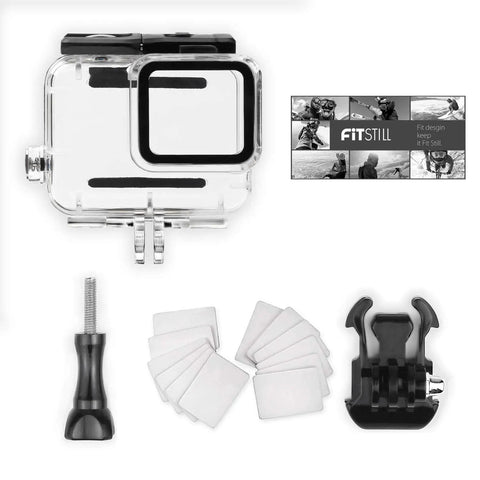 Waterproof Housing Case Only For Go Pro Hero 7 White And Silver Up To 148 Feet with shell bracket and accessories