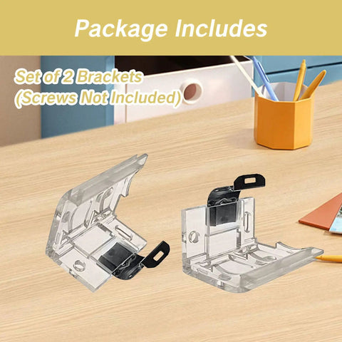 2 Pack Replacement Brackets For Cordless Window Blinds With Metal Clip shown on wooden desk