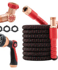 Ballistic 50 Ft Expandable Garden Hose No Kink Flexible Water Hose Expands Up To 3X For Quick Reach 3/4 Inch Inner Diameter Lightweight Compact Self Draining Storage Durable Anti Burst Sleeve As Seen On TV coiled with spray nozzle and fittings