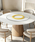 Swivel Base Turntable With Non Slip Pads, Smooth Rotating Bearing, Dining Table Pad, on a modern table with chairs