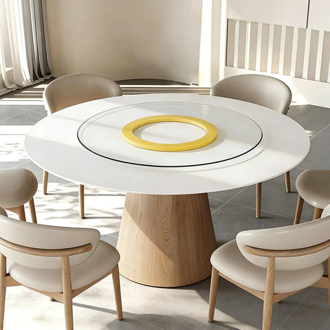 Swivel Base Turntable With Non Slip Pads, Smooth Rotating Bearing, Dining Table Pad, on a modern table with chairs