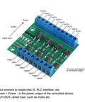 Rock Solid 4 Channel PLC Amplifier Module With MOSFET Driver And Optocoupler Isolation showcasing connection ports