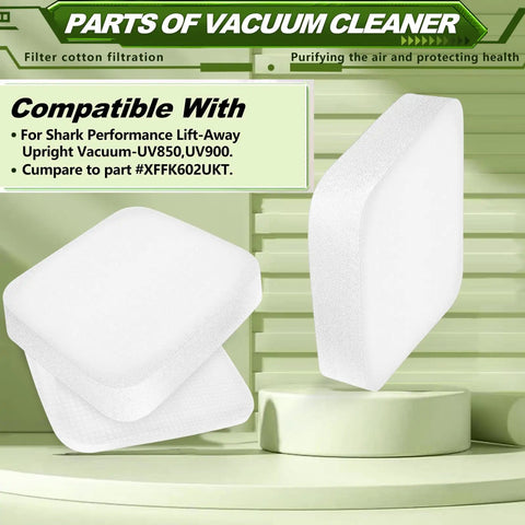 Replacement Filter Kit For Performance Lift Away UV850 UV900 Upright Vacuum, 4 Foam And Felt Filters, Washable And Reusable, DuoClean Compatible, Compare To Part XFFK602UKT, white foam filters