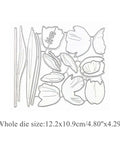 Dope Flower Die Cut Set For Card Making And Scrapbooking, 12.2x10.9 cm, silver metal dies with stencils and embossing effects.