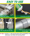 Steps showing Ultra Tough Metal Epoxy Adhesive For All Metals And Surfaces Waterproof Quick Set Bond That Fills Gaps And Welds Steel
