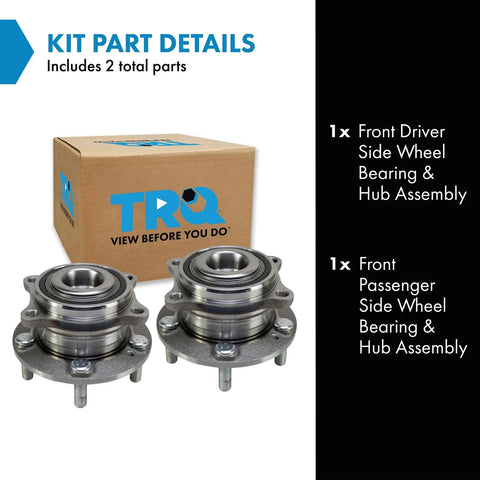 Two Piece Front Wheel Bearing And Hub Assembly Kit For Hyundai Sonata Tucson Veloster N And Kia Optima Sportage Including Front Driver Side And Front Passenger Side 2015 2019 2021 2022, showing two metal hub assemblies in front of a box.