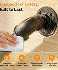 Rock Solid 3 Foot Adjustable Pipe Handrail For Indoor Outdoor Stairs Heavy Duty Wall Mounted Metal Safety Grab Bar Supporting 440 Lbs with weather resistant finish and rounded safety edges.