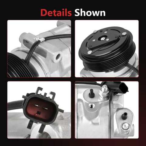 Heavy Duty Ac Compressor With Clutch For 3.6L Pentastar Engine Ready To Install For Chrysler Town And Country Dodge Grand Caravan Journey Avenger Keeps You Frosty detailed view of clutch and pulley components.
