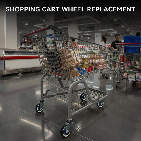 4 Inch Polyurethane Shopping Cart Wheels Replacement Casters Set Of 4 With 1200 Lbs Total Load Capacity installed on a cart