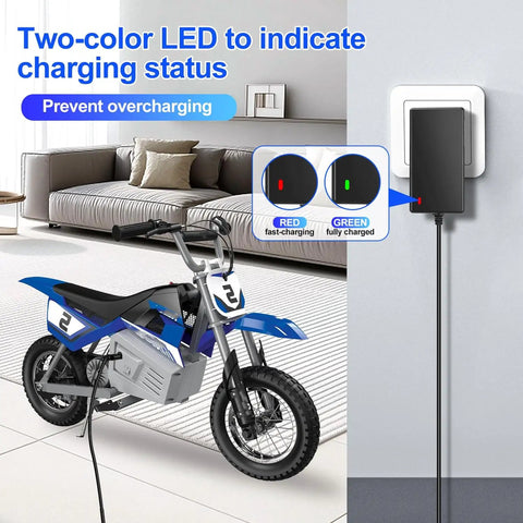24V Replacement Charger Cable, 6.6Ft Long, charging Razor MX350 scooter with LED indicator showing charging status
