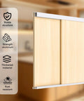 Complete Aluminum Sliding Door Track Kit with two upper tracks and two lower tracks for sliding windows, shown installed with wooden panels.