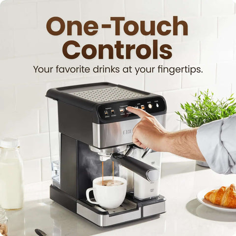 CafeMaster Pro Espresso Machine Lets You Brew Single Or Double Shots Like A Real Barista At Home With Built In Milk Frother