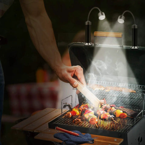 Barbecue Grill Light With Magnetic Base Ultra Bright 9 LED Gooseneck 360 Degree Flex Batteries Included Pack Of 2 illuminating grill