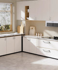 Modern kitchen with Five Inch Stainless Steel Cabinet Handles 10 Pack Brushed Nickel Modern Kitchen Cupboard Pulls on white cabinets.