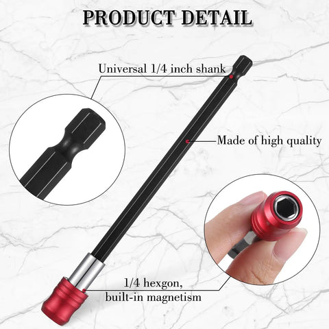 Pro Grade Magnetic Drill Bit Extension Set With One Quarter Inch Hex Shank Quick Release Screwdriver Extender Kit close-up