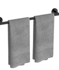 Matte Black Towel Bar 24 Inch Wall Mounted Stainless Steel Towel Rack Split In Two Parts For Total Length 26 Inch with two towels