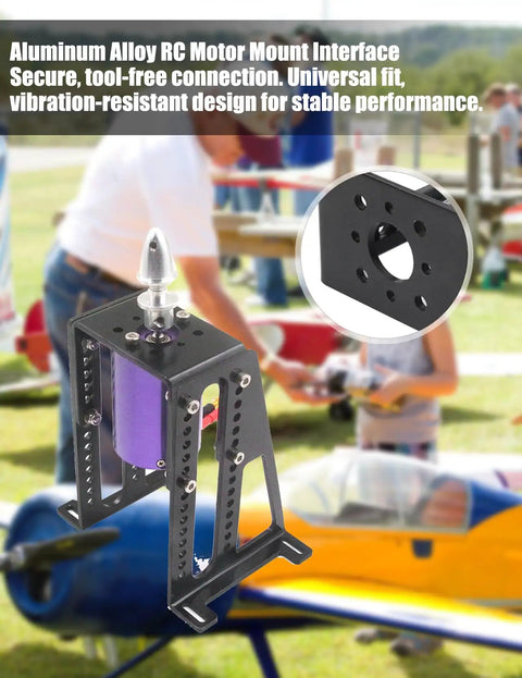 Electric Plane Motor Mount Adjustable Height Aluminum Brushless Motor Stand for 2 to 4.3 Inch Motors shown in outdoor setting