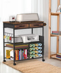 Mobile Craft Cart With 16 Vinyl Roll Holders And Built In Drawers Hooks And Shelves For Cricut Machines Heat Press And Tools