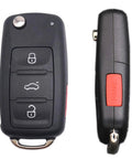 3 Plus 1 Panic Folding Flip Keyless Entry Remote Key Fob Cover Shell Case For Volkswagen VW Golf GTI Jetta Eos Premium 4 Button