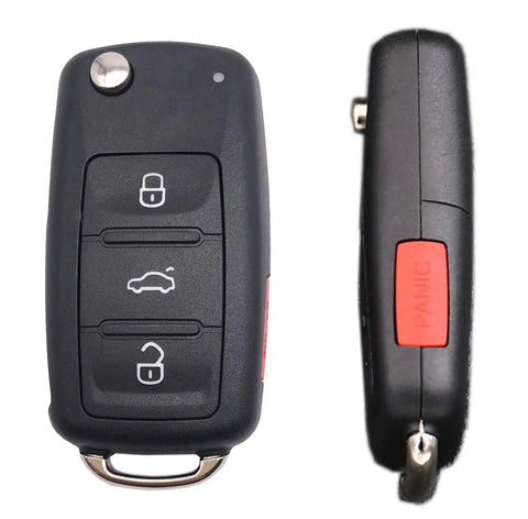 3 Plus 1 Panic Folding Flip Keyless Entry Remote Key Fob Cover Shell Case For Volkswagen VW Golf GTI Jetta Eos Premium 4 Button