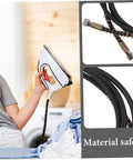 Person using High Temperature Steam Iron Hose Replacement Tube For Efficient Steam Ironing, Easy Install shown with close-ups