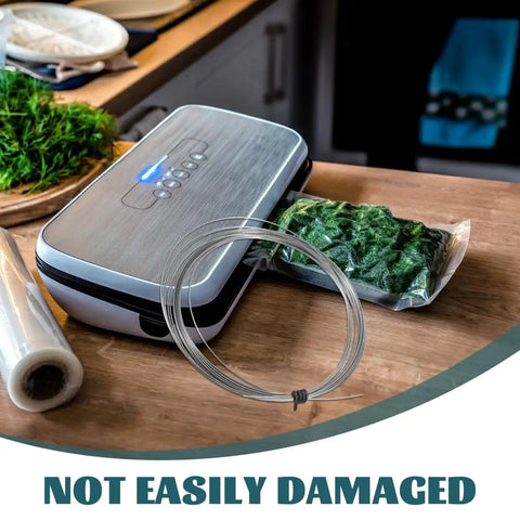 Universal Vacuum Sealer Heating Cable And Heat Shrink Strip Replacement For Industrial Machines Dead Nuts Compatible Plug And Play Setup with vacuum sealer and packed food.