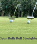 Dude Approved Magnetic Golf Ball Washer With Heavy Duty Mount To Scrub Out Stubborn Grime Fast and Lock Securely To Cart Or Bag For Legit Smoother Rounds Today next to a golf ball on green grass.