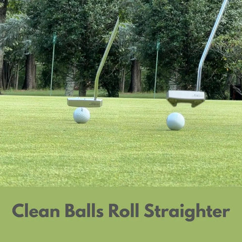Dude Approved Magnetic Golf Ball Washer With Heavy Duty Mount To Scrub Out Stubborn Grime Fast and Lock Securely To Cart Or Bag For Legit Smoother Rounds Today next to a golf ball on green grass.