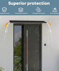 Keep Your Doors Bone Dry With This Badass Heavy Duty Aluminum Rain Drip Guard Featuring A Thickened 40 Inch Black Design preventing rain at a door.