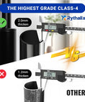 Rythalix office chair gas lift cylinder, 2.0mm thick Class-4, 6.3in stroke; contrasted with 1.2mm thick rival.
