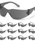 12 Pack Safety Glasses With Anti Fog Coating And Scratch Resistant Polycarbonate Lenses, ANSI Z87.1 Approved, Grey