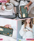 Cute Airplane Makeup Bag For Women With Hanging Roll Up Travel Organizer And Four Removable Compartments in suitcase and hands