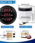 3-in-1 marine gauge kit showing dimensions and components