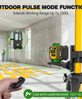 4x360 Degree Self Leveling Laser Level With Tripod And Pole, Green Line 360 Degree Laser, Boss-Level Precision Horizontal And Vertical Alignment, 2 Li-ion Batteries, Great For Picture Hanging, Tile, And Home Renovation in use with tripod