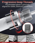 Alinmesh Hc Steel Pvc Pipe Threader Kit 1/2 Inch And 3/4 Inch With Drill Adapter For Npt Threads cutting into PVC pipe for stable connections.